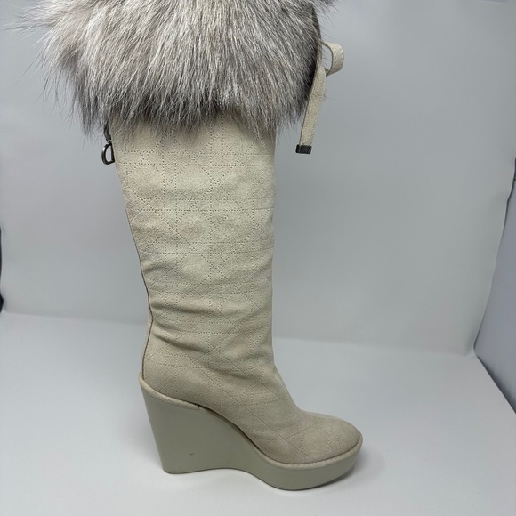 Dior Shoes - Dior Suede & Fox Fur Knee High Boots